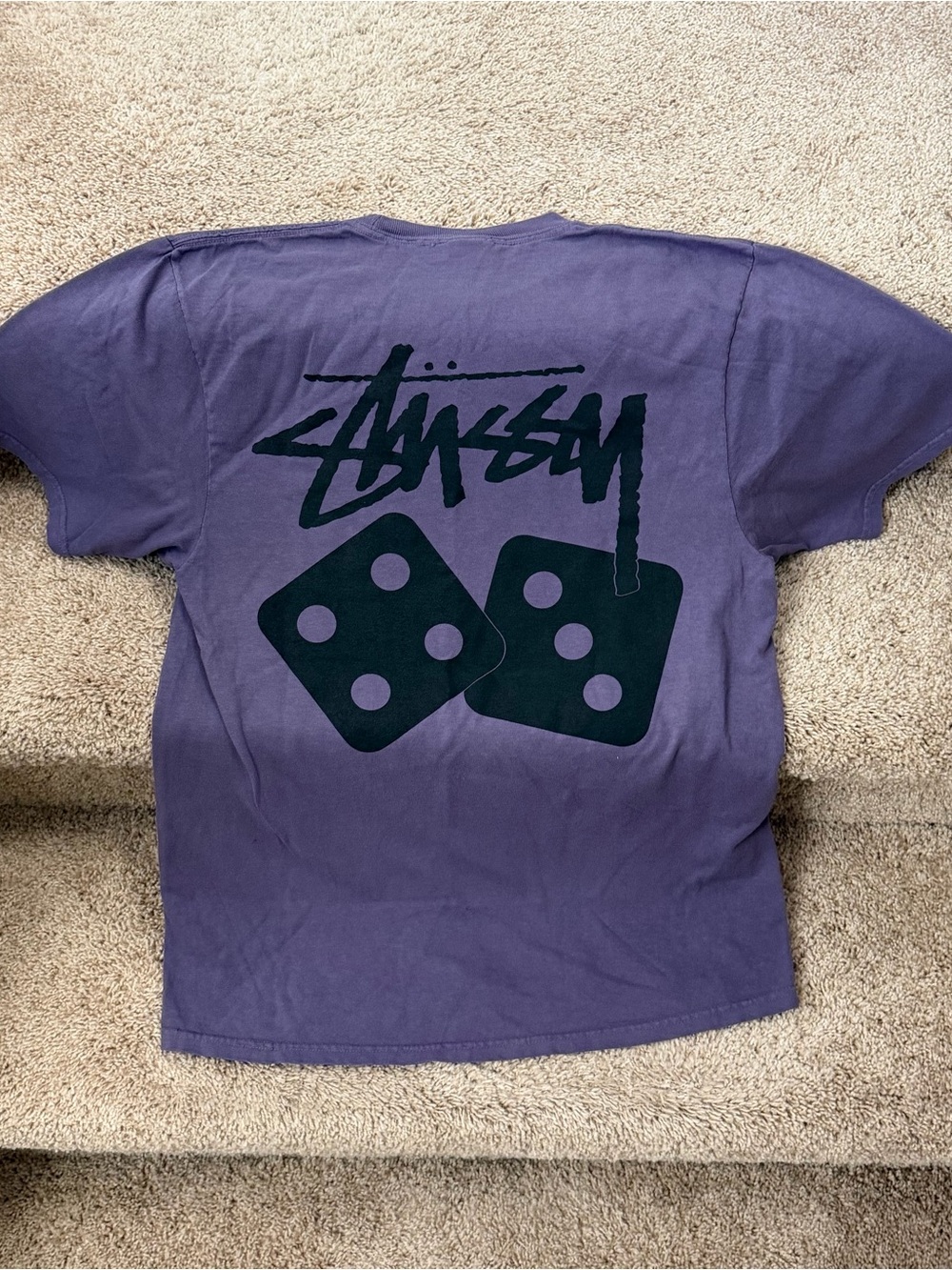 Stussy Purple Tee with Black Dice Graphic “UBE”